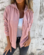 Ella | Veste en Velours Côtelé à Capuche et Zip