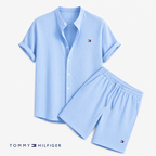 Tommy – Ensemble d’été pour homme avec chemise à manches courtes et short | 1 acheté = 1 offert