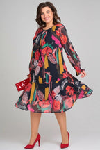 Léonie (Grande taille) | Robe midi fleurie élégante