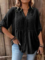 Noélie | Blouse Fluide à Col V Boutonné