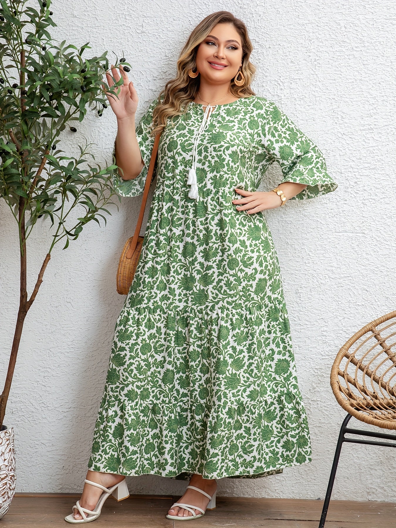 Azélie | Robe Longue Fleurie (Grande Taille)