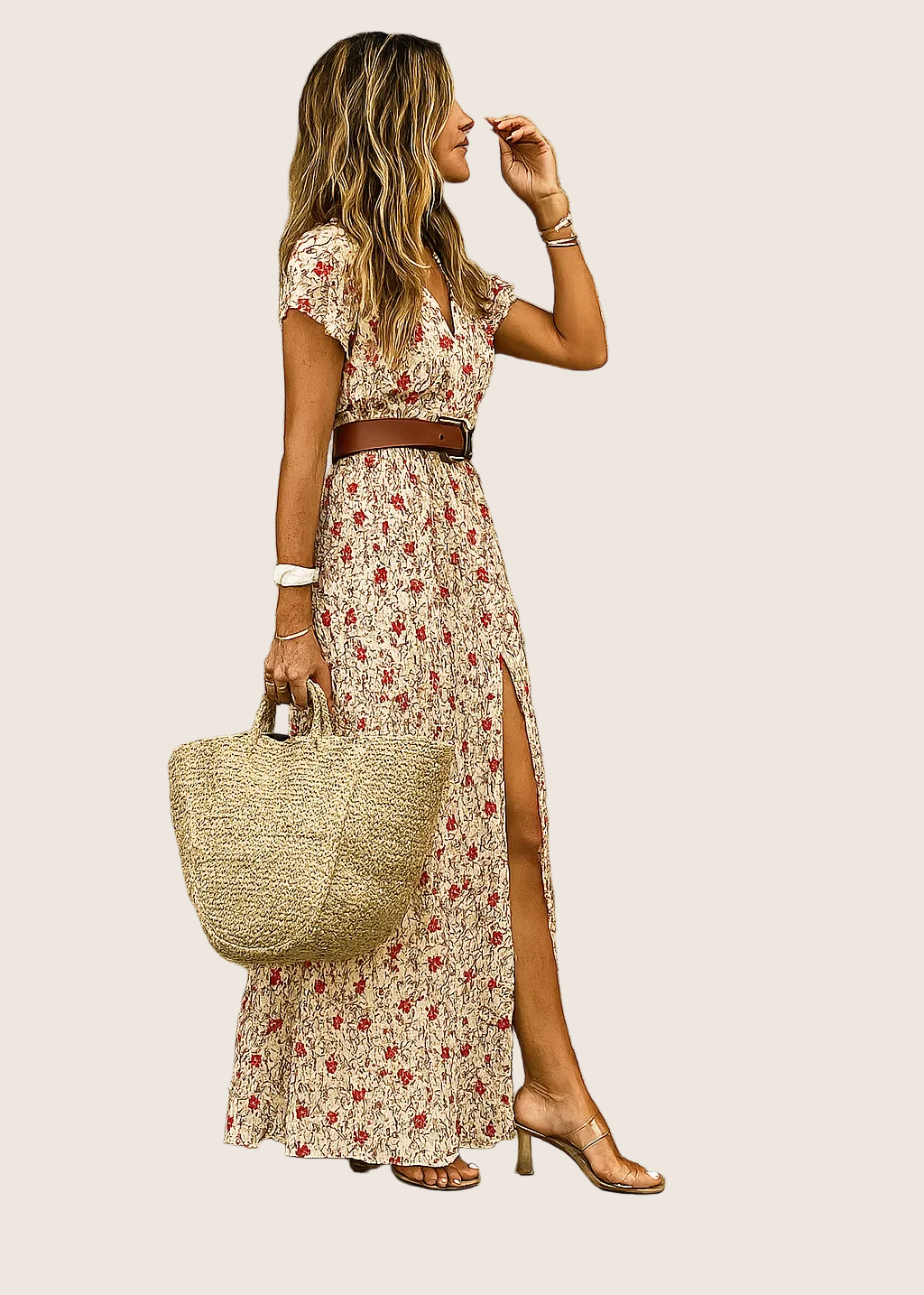 Romy – Robe longue bohème à taille froncée