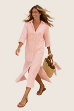 Niyara – Robe Chemise Rayée Élégante