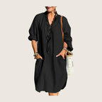 Aline | Robe Longue Coton & Lin Col V