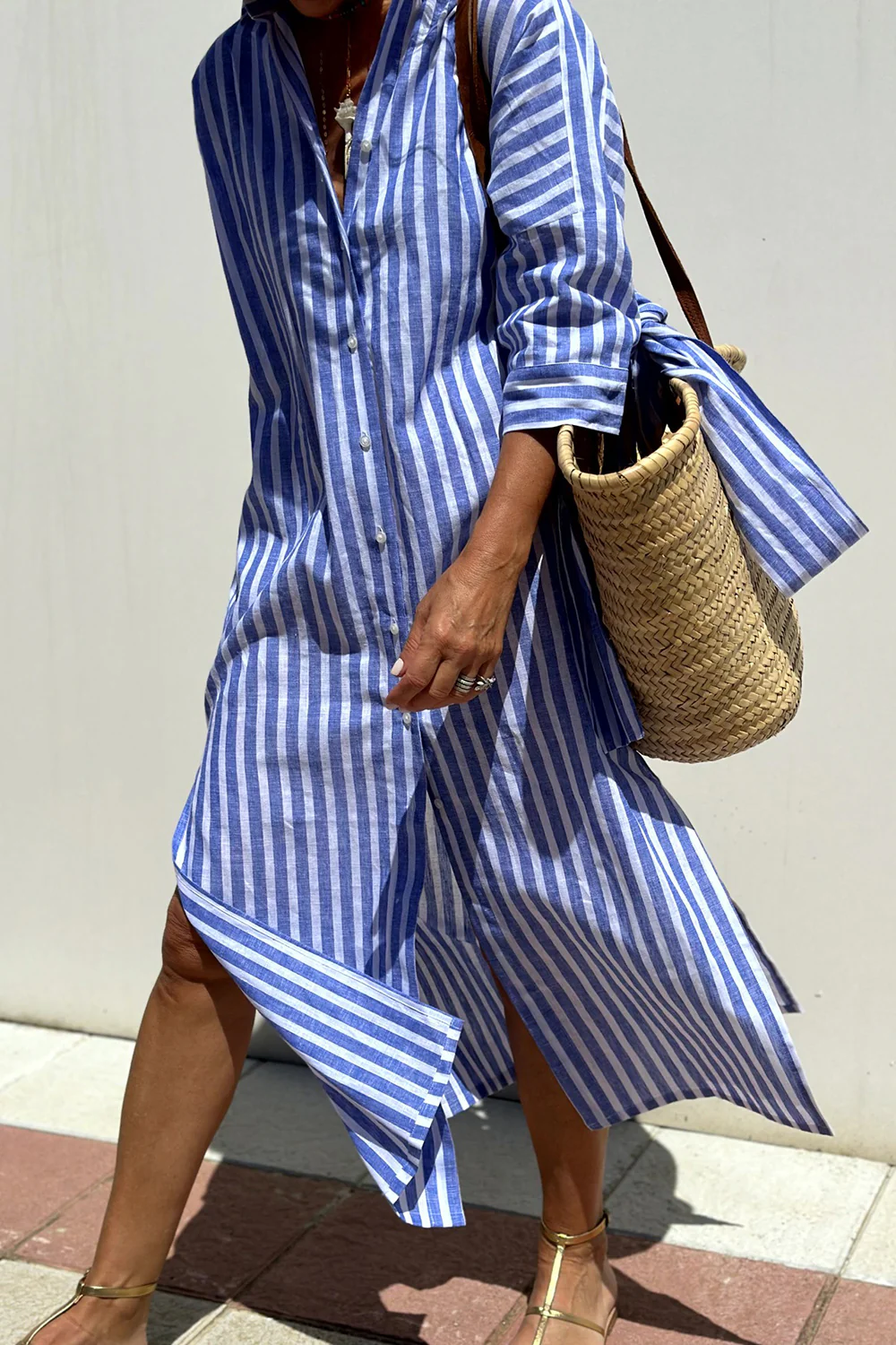 Niyara – Robe Chemise Rayée Élégante