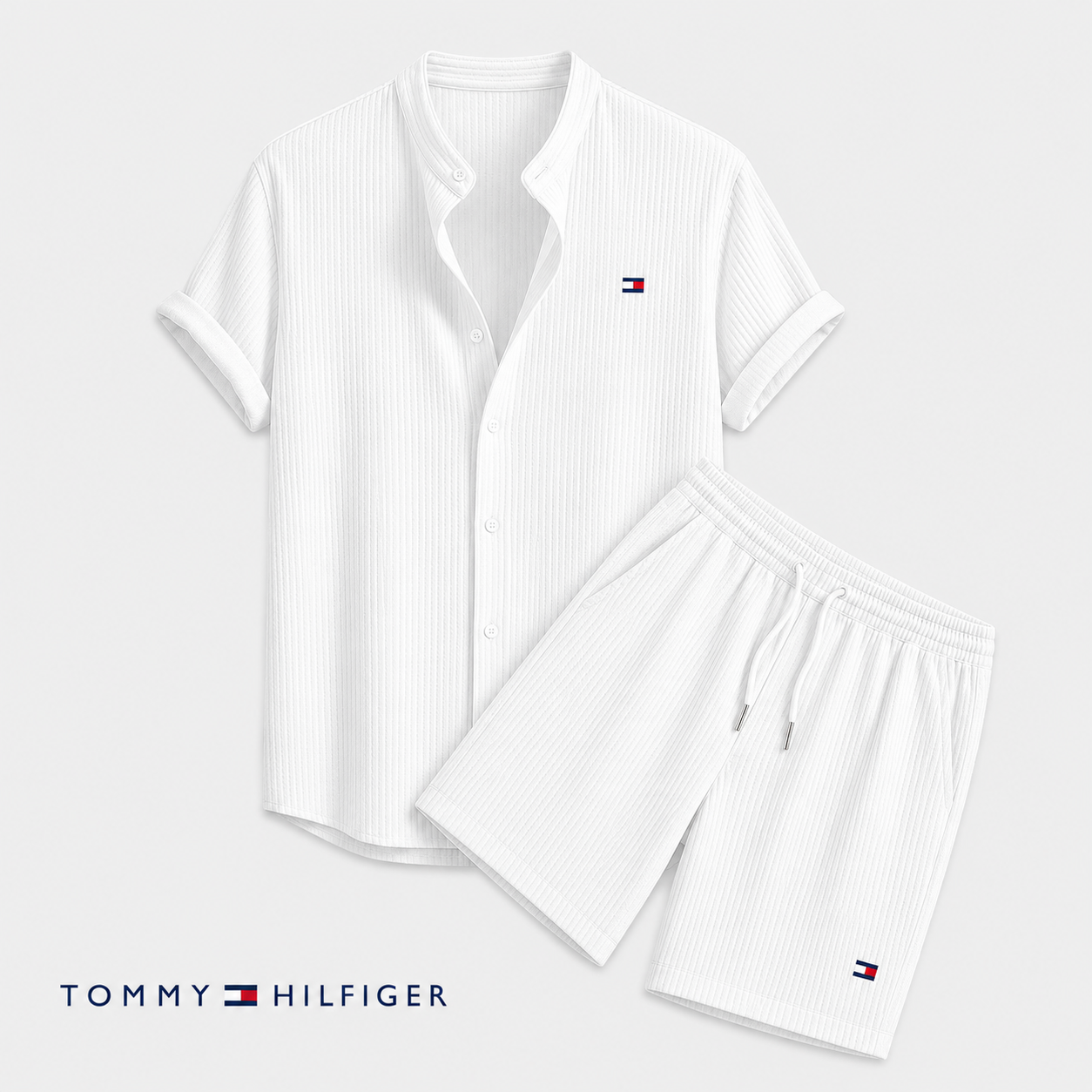 Tommy – Ensemble d’été pour homme avec chemise à manches courtes et short | 1 acheté = 1 offert